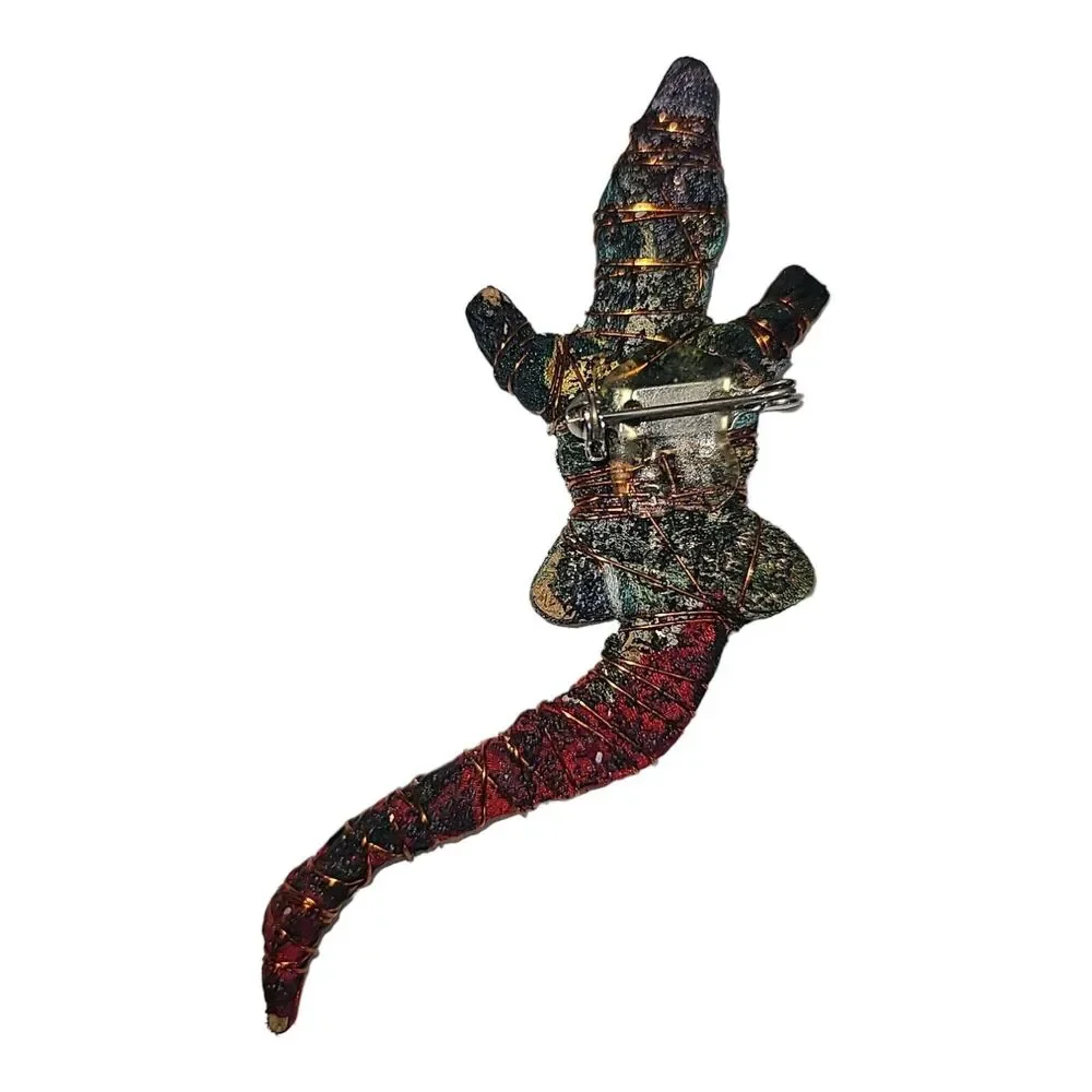 Handmade‎ Wire Wrapped Lizard Brooch Pin